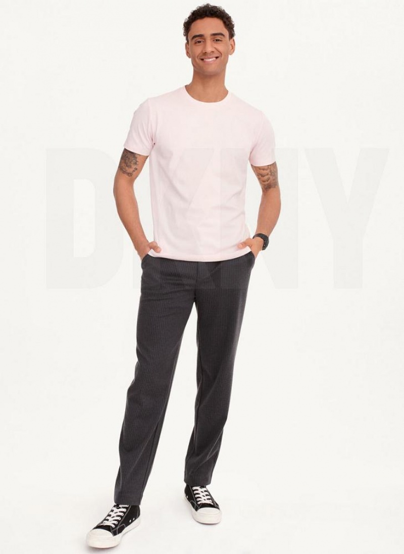 Pink Men's DKNY Cotton Poly Pique T Shirts | Australia-D0565