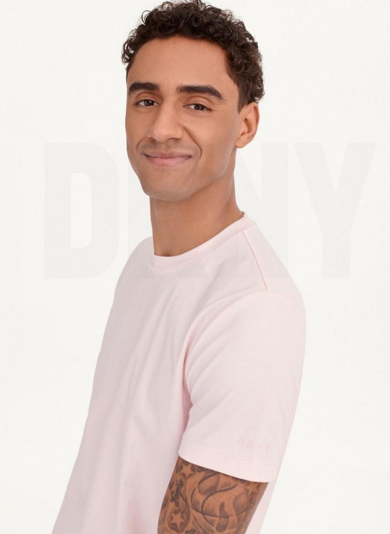Pink Men's DKNY Cotton Poly Pique T Shirts | Australia-D0565