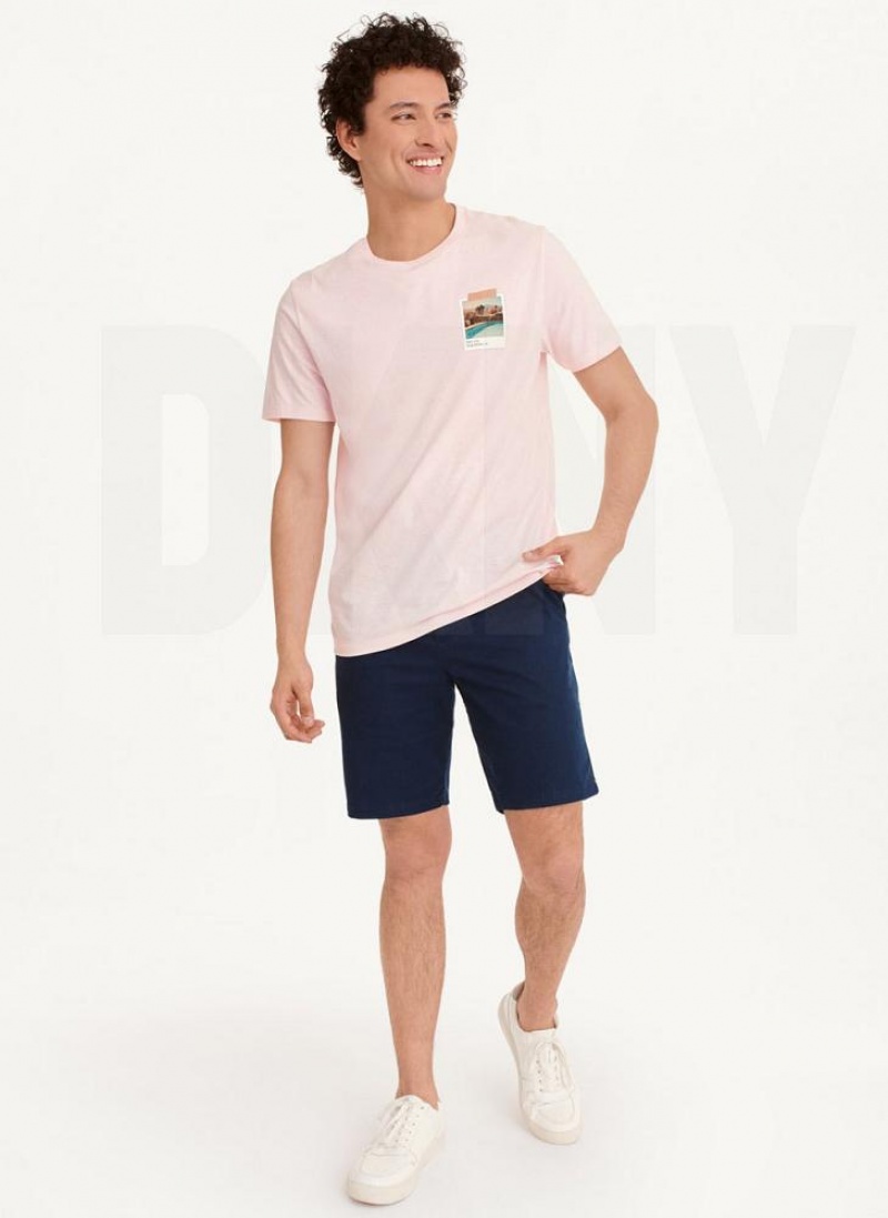 Pink Men's DKNY Polaroid Pic T Shirts | Australia-D1163