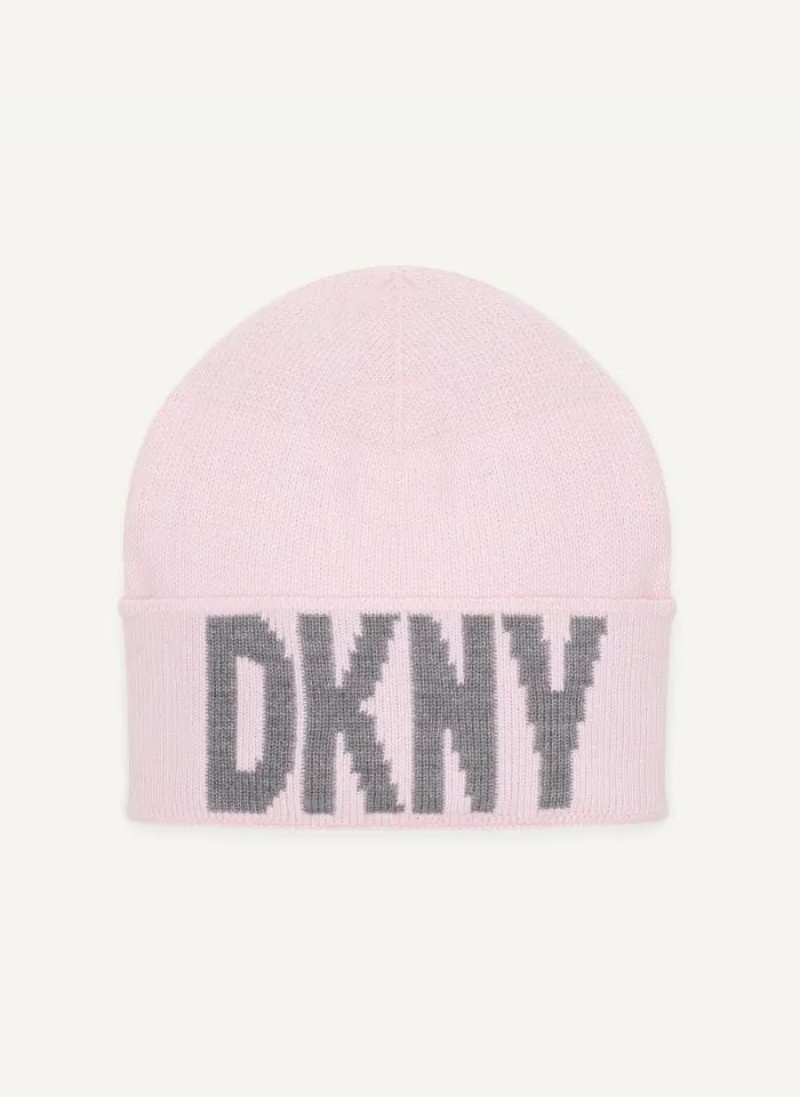 Pink Women's DKNY Classic Logo Beanie | Australia-D0712