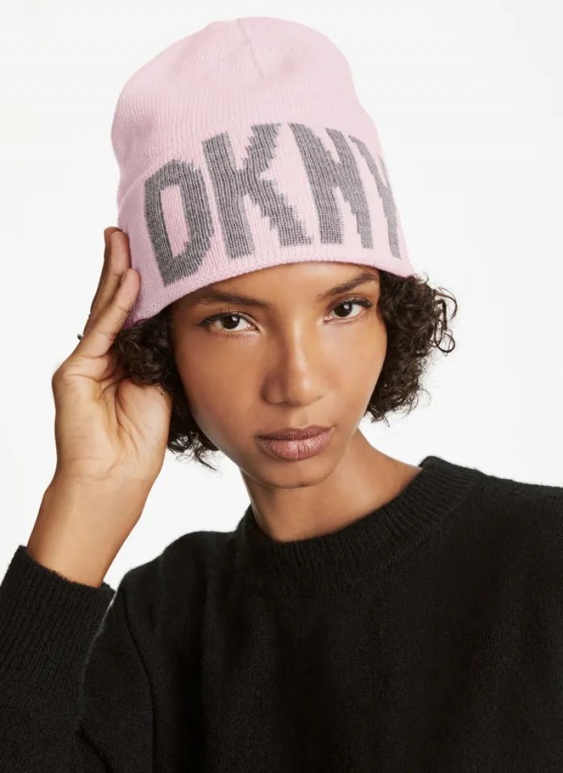 Pink Women\'s DKNY Classic Logo Beanie | Australia-D0712