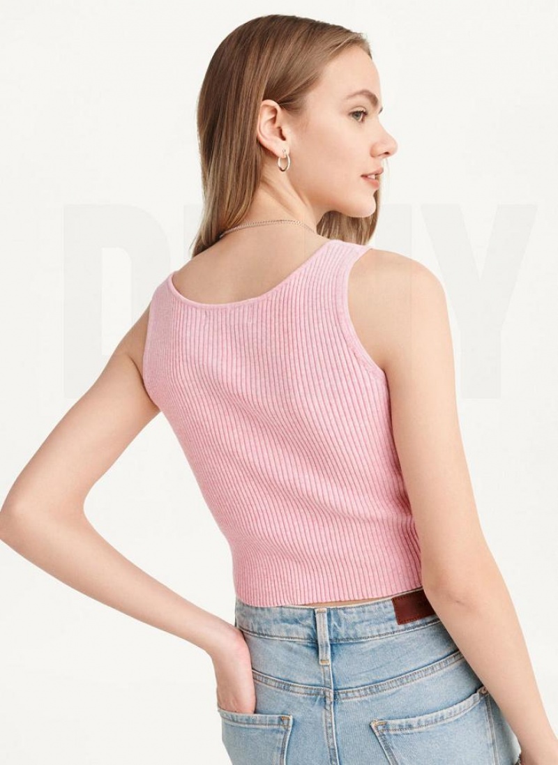 Pink Women's DKNY Cropped Tank Tops | Australia-D0948