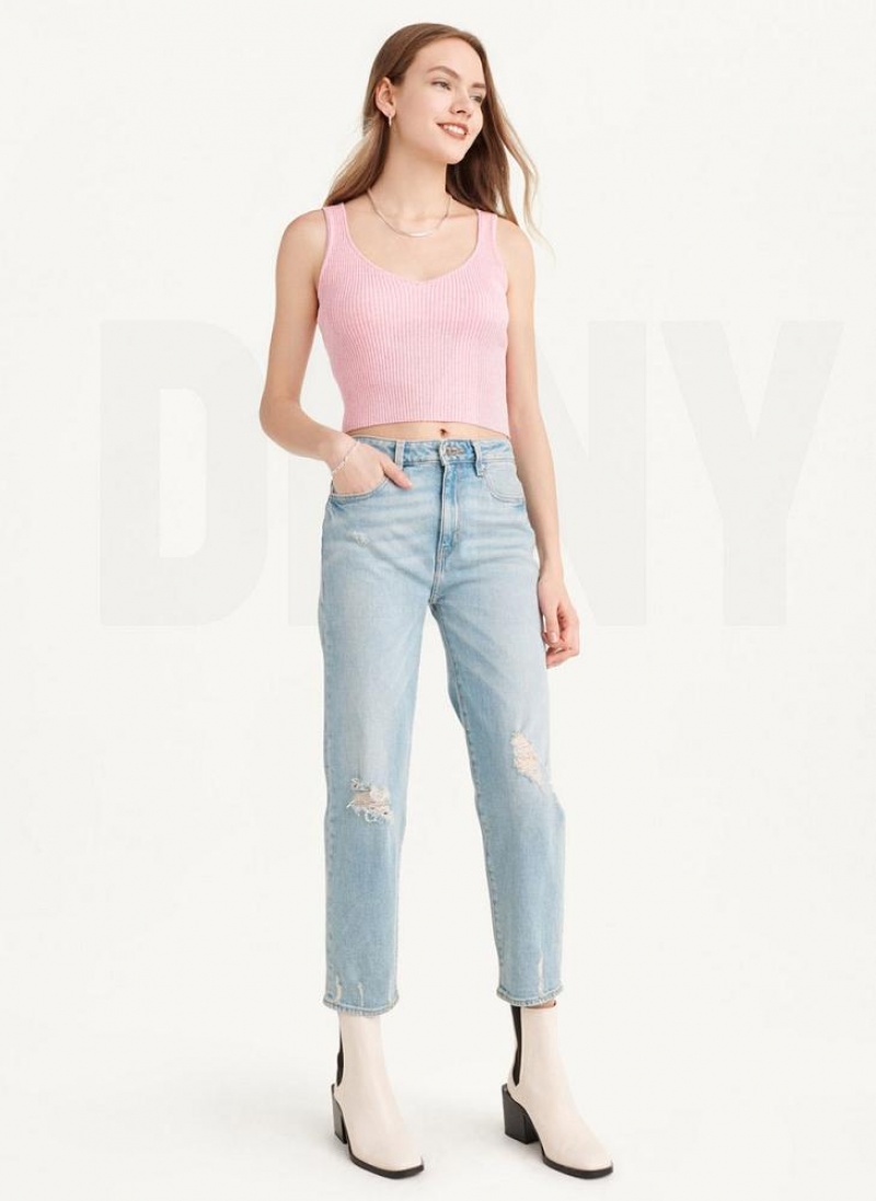 Pink Women's DKNY Cropped Tank Tops | Australia-D0948