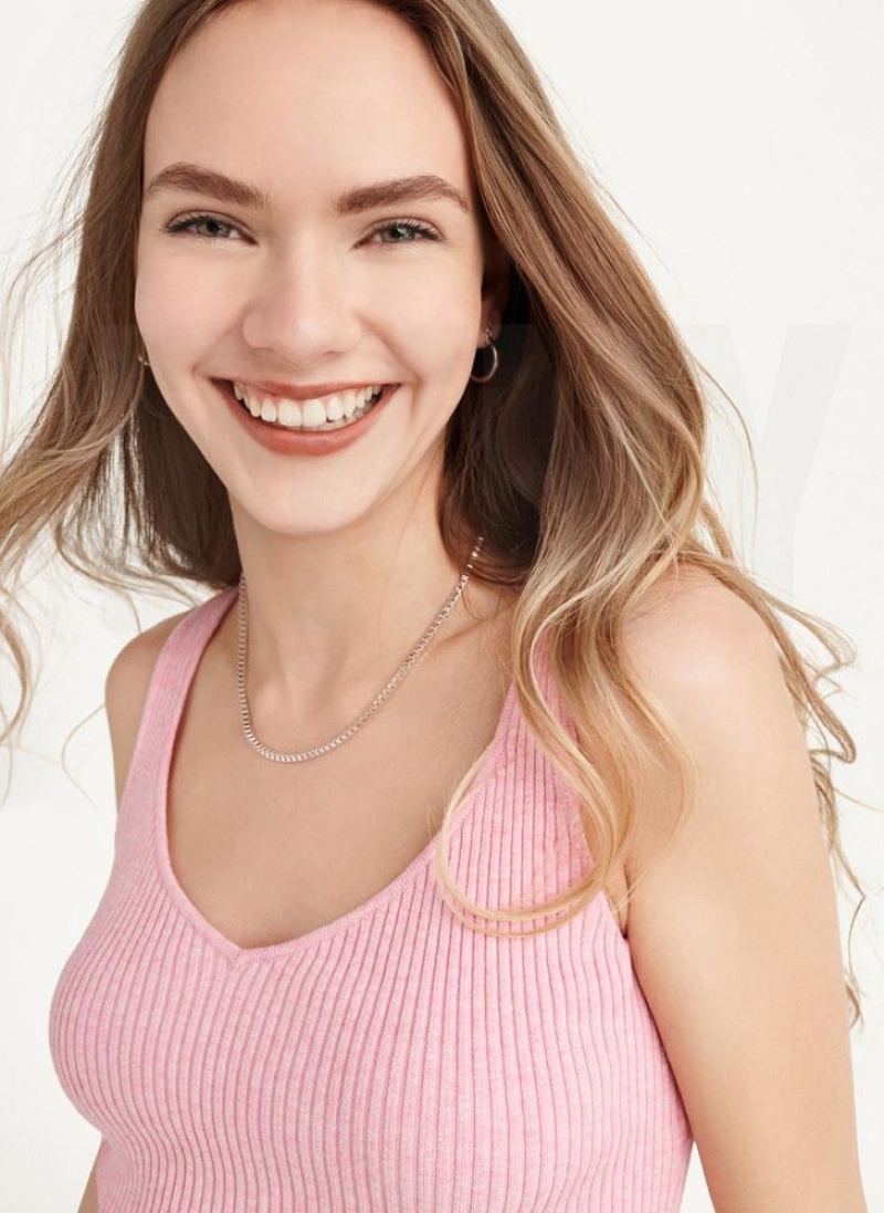 Pink Women's DKNY Cropped Tank Tops | Australia-D0948