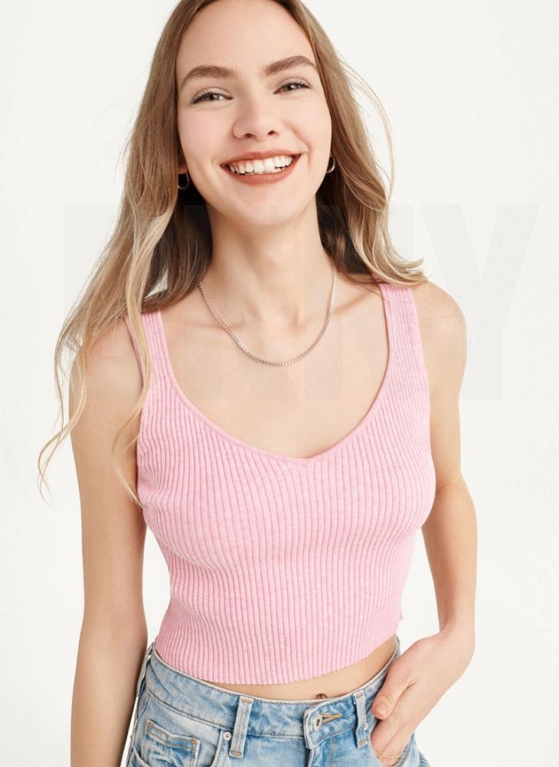 Pink Women\'s DKNY Cropped Tank Tops | Australia-D0948