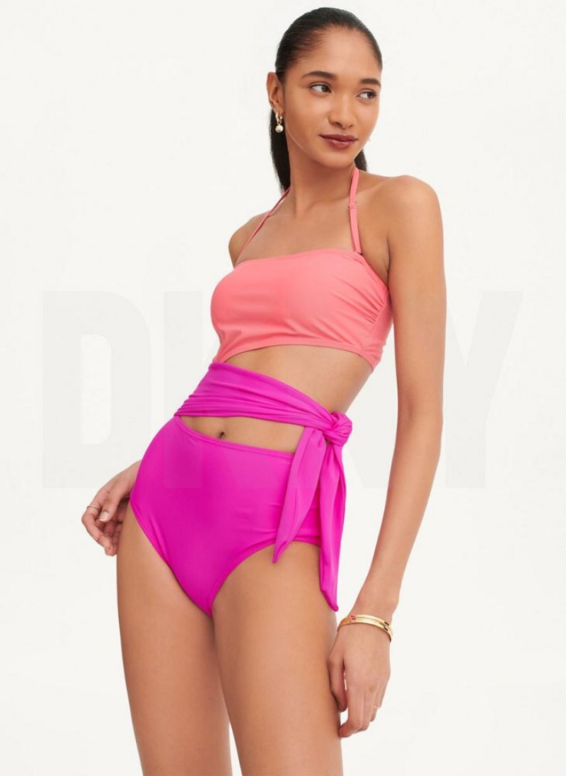 Pink Women's DKNY Cut-Out Bandeau Swimsuits | Australia-D1840