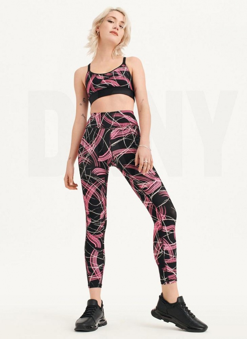 Pink Women's DKNY Electric Shock Print High Waist Leggings | Australia-D0442