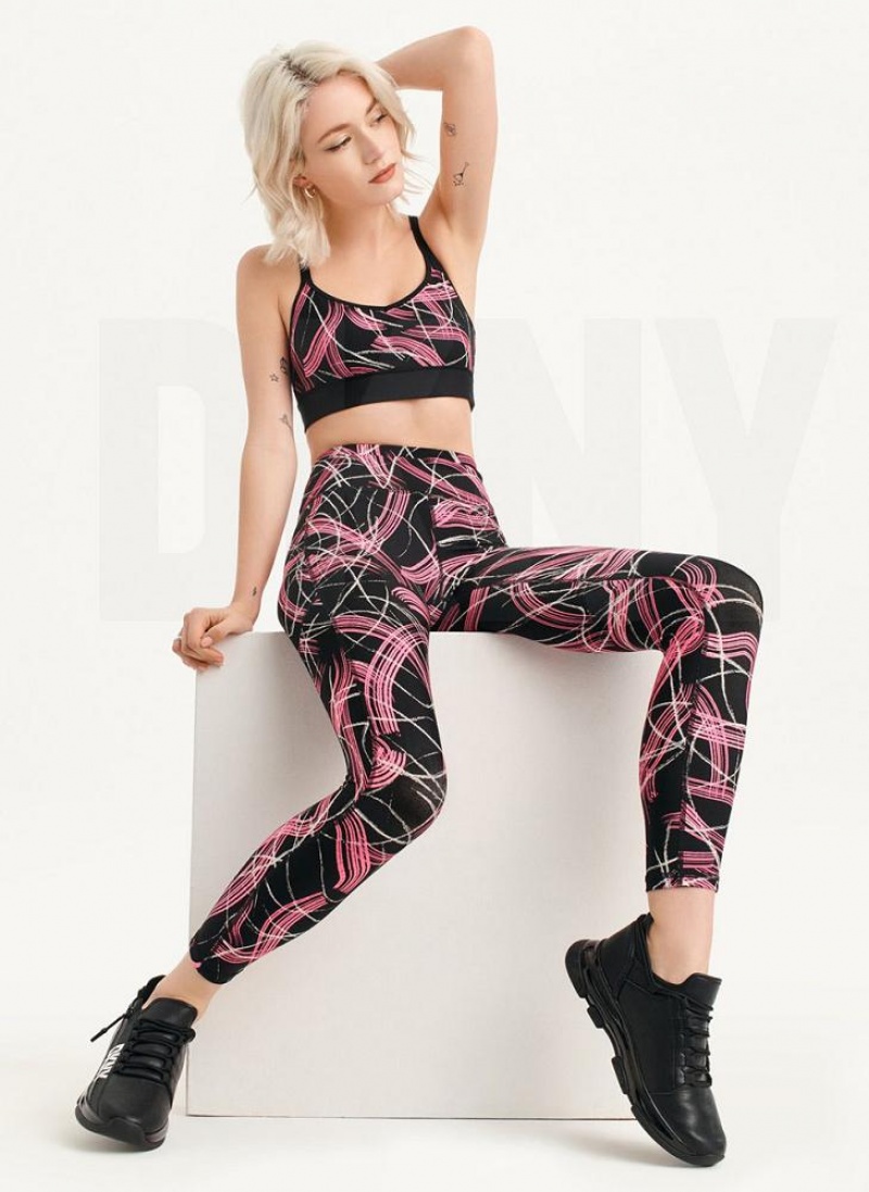 Pink Women's DKNY Electric Shock Print High Waist Leggings | Australia-D0442