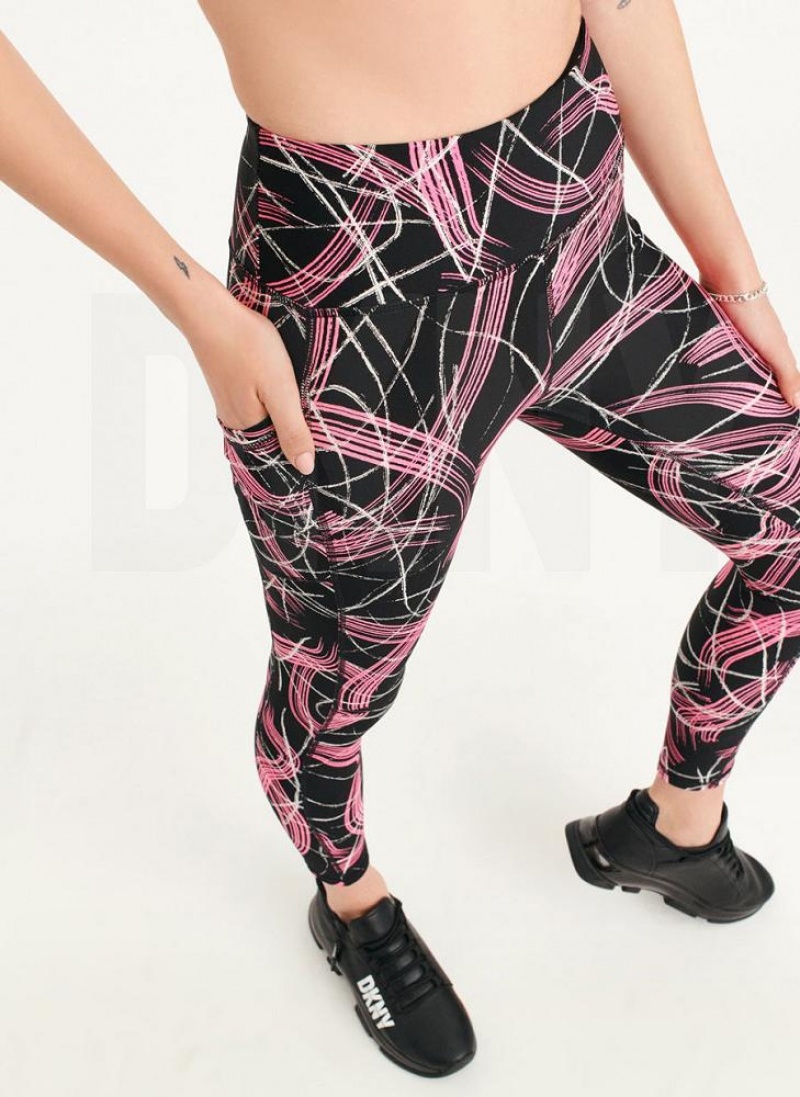 Pink Women's DKNY Electric Shock Print High Waist Leggings | Australia-D0442