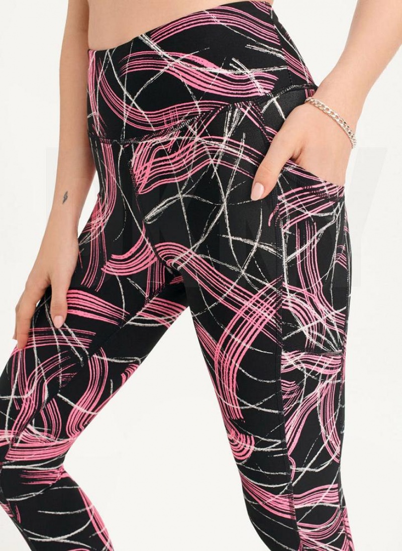 Pink Women's DKNY Electric Shock Print High Waist Leggings | Australia-D0442