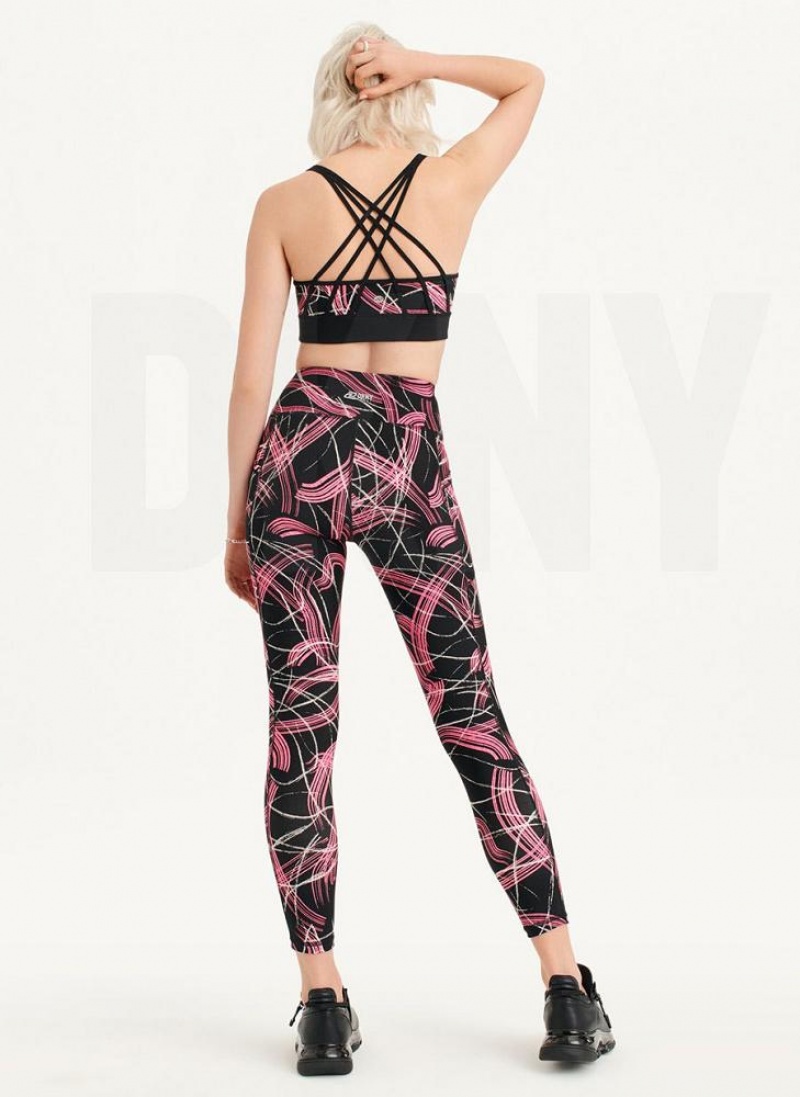 Pink Women's DKNY Electric Shock Print High Waist Leggings | Australia-D0442