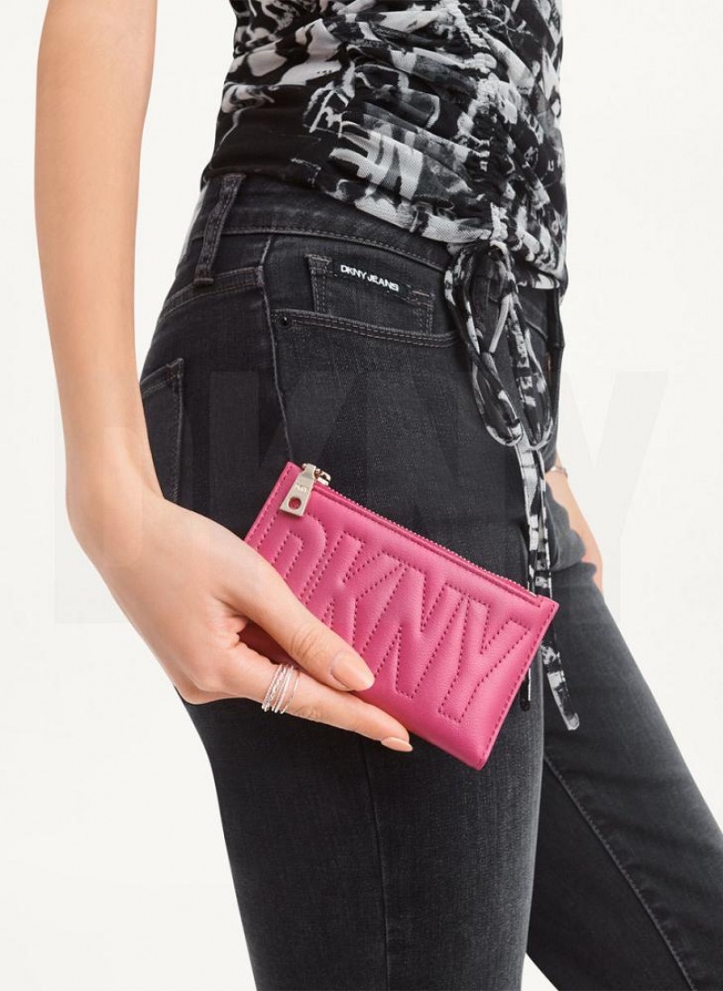 Pink Women's DKNY Elsa Bifold Card Holder Wallets | Australia-D0338