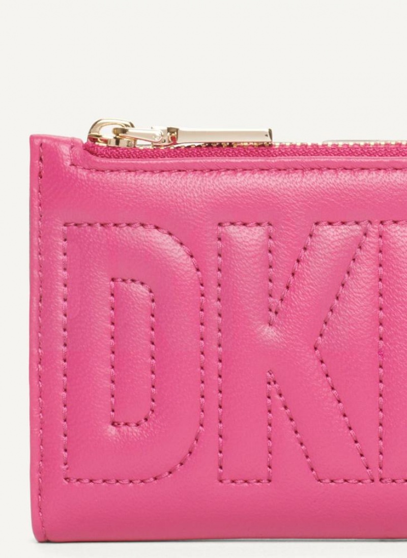 Pink Women's DKNY Elsa Bifold Card Holder Wallets | Australia-D0338