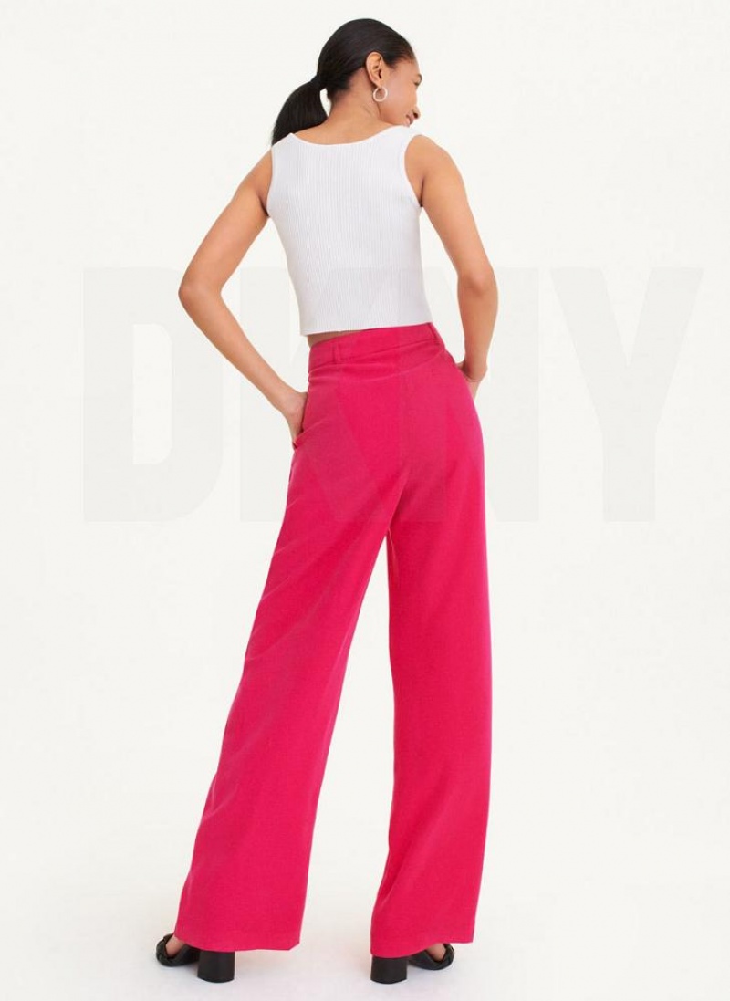 Pink Women's DKNY Frosted Twill Pants | Australia-D0541