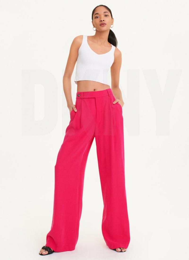 Pink Women's DKNY Frosted Twill Pants | Australia-D0541