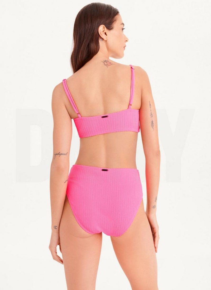 Pink Women's DKNY High Waisted Bikini Bottom | Australia-D0474