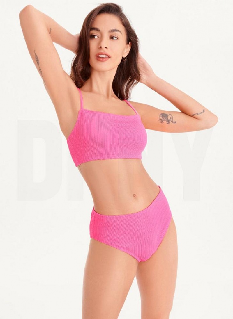 Pink Women's DKNY High Waisted Bikini Bottom | Australia-D0474