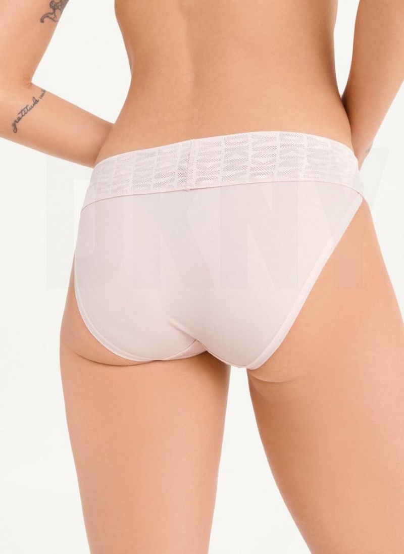 Pink Women's DKNY Logo Waistband Stretch Bikini Panties | Australia-D1256