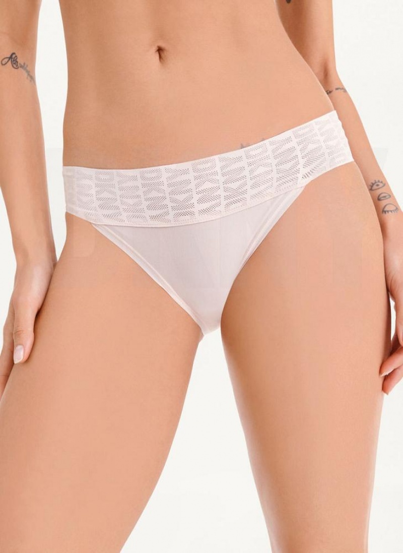 Pink Women\'s DKNY Logo Waistband Stretch Bikini Panties | Australia-D1256