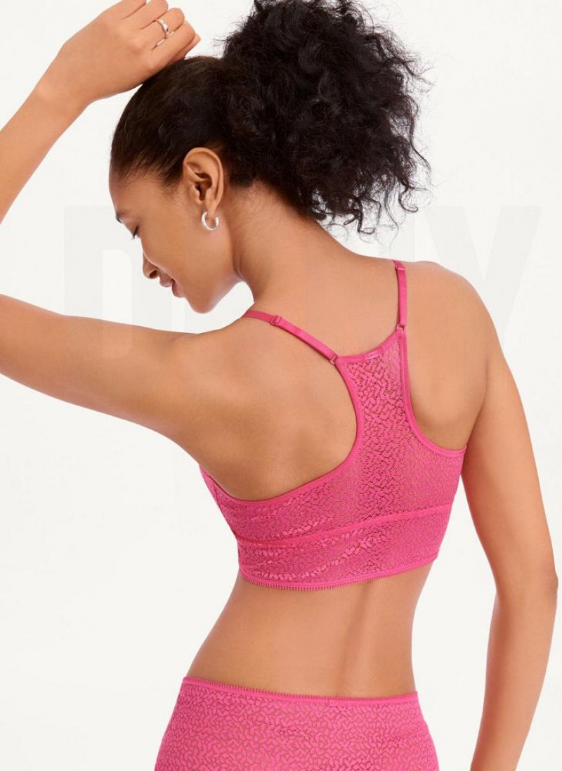 Pink Women's DKNY Modern Lace Longline Racerback Bras | Australia-D0934