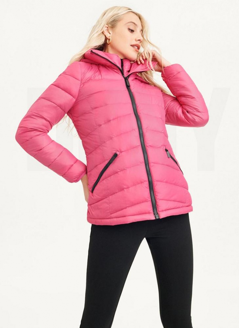 Pink Women\'s DKNY Packable Puffer Jacket | Australia-D0850