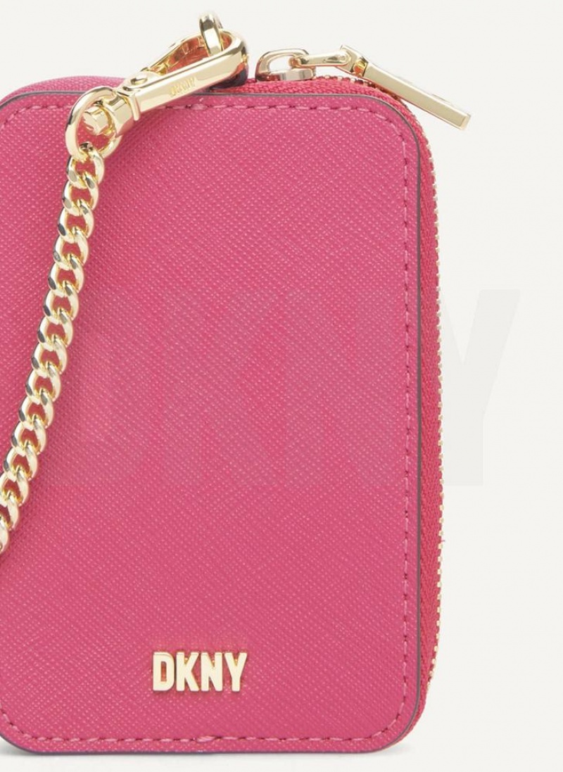 Pink Women's DKNY Sidney Card Pouch Wallets | Australia-D1086