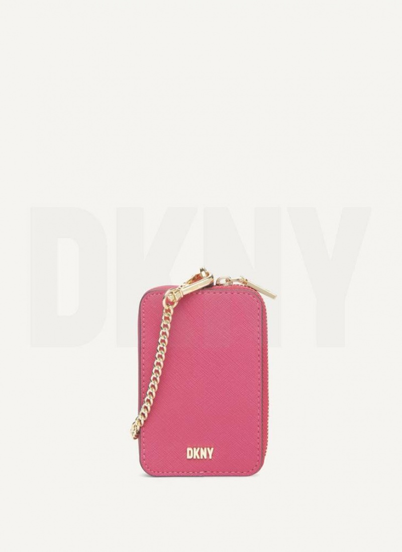 Pink Women\'s DKNY Sidney Card Pouch Wallets | Australia-D1086