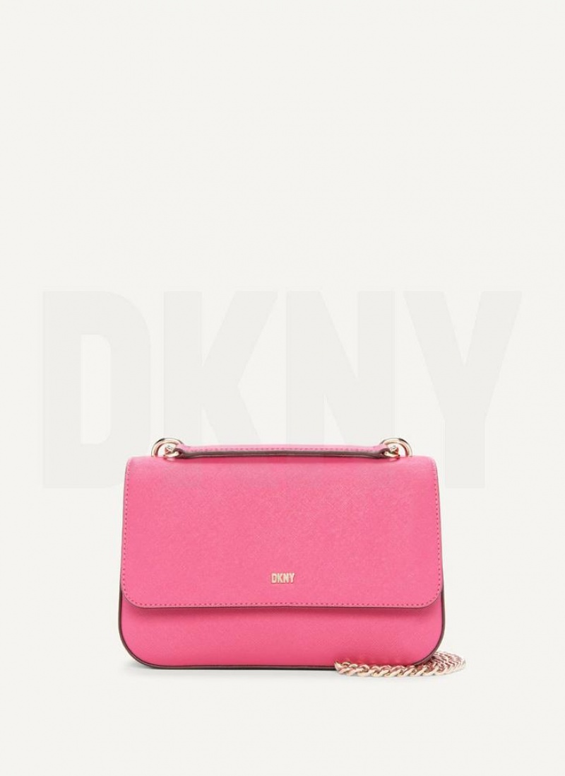 Pink Women's DKNY Sina Flap Shoulder Bags | Australia-D0553