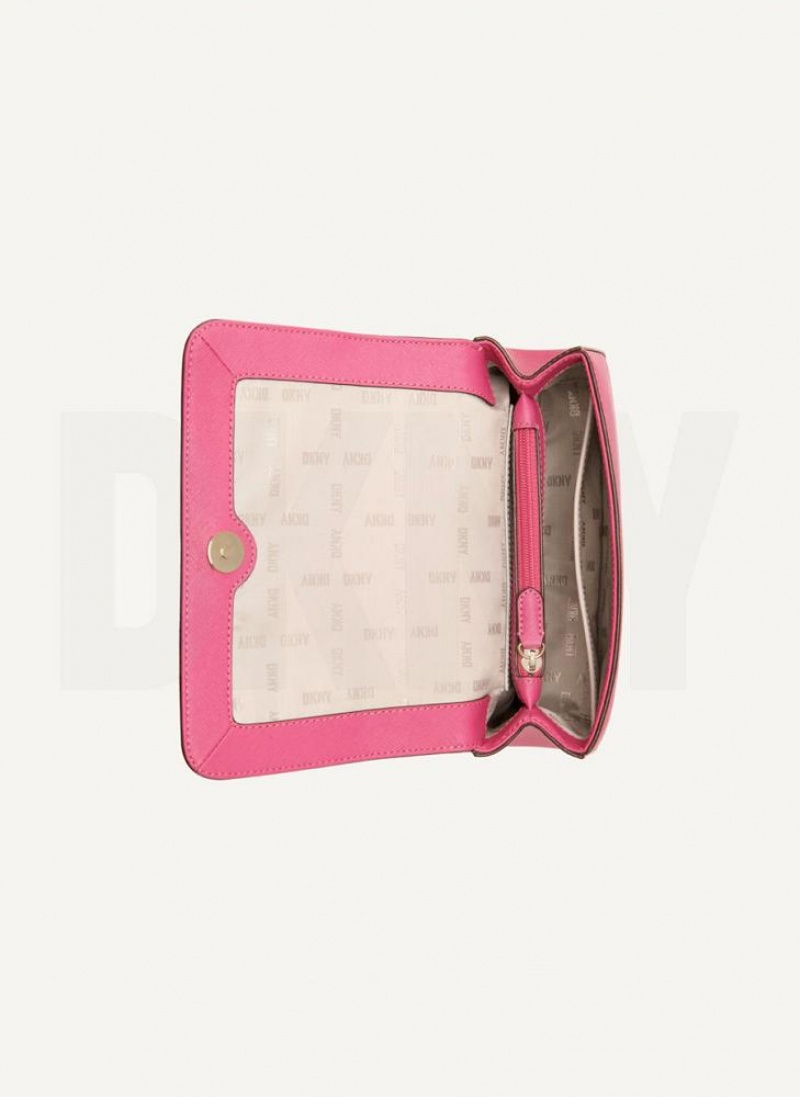 Pink Women's DKNY Sina Flap Shoulder Bags | Australia-D0553