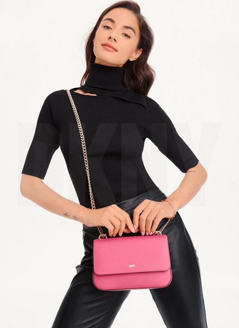Pink Women\'s DKNY Sina Flap Shoulder Bags | Australia-D0553