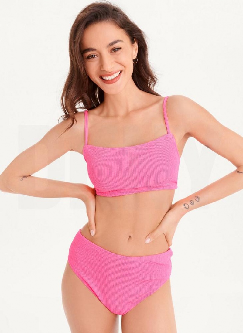 Pink Women's DKNY Straight Neck Bikini Top | Australia-D0893