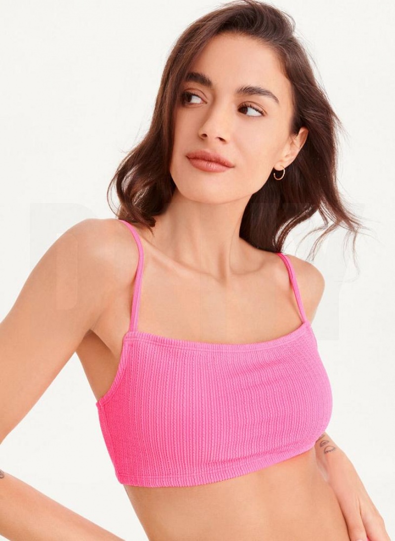 Pink Women\'s DKNY Straight Neck Bikini Top | Australia-D0893
