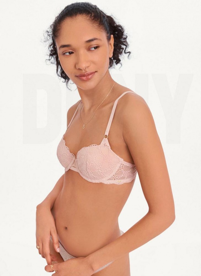 Pink Women's DKNY Superior Lace Balconette Bras | Australia-D0437