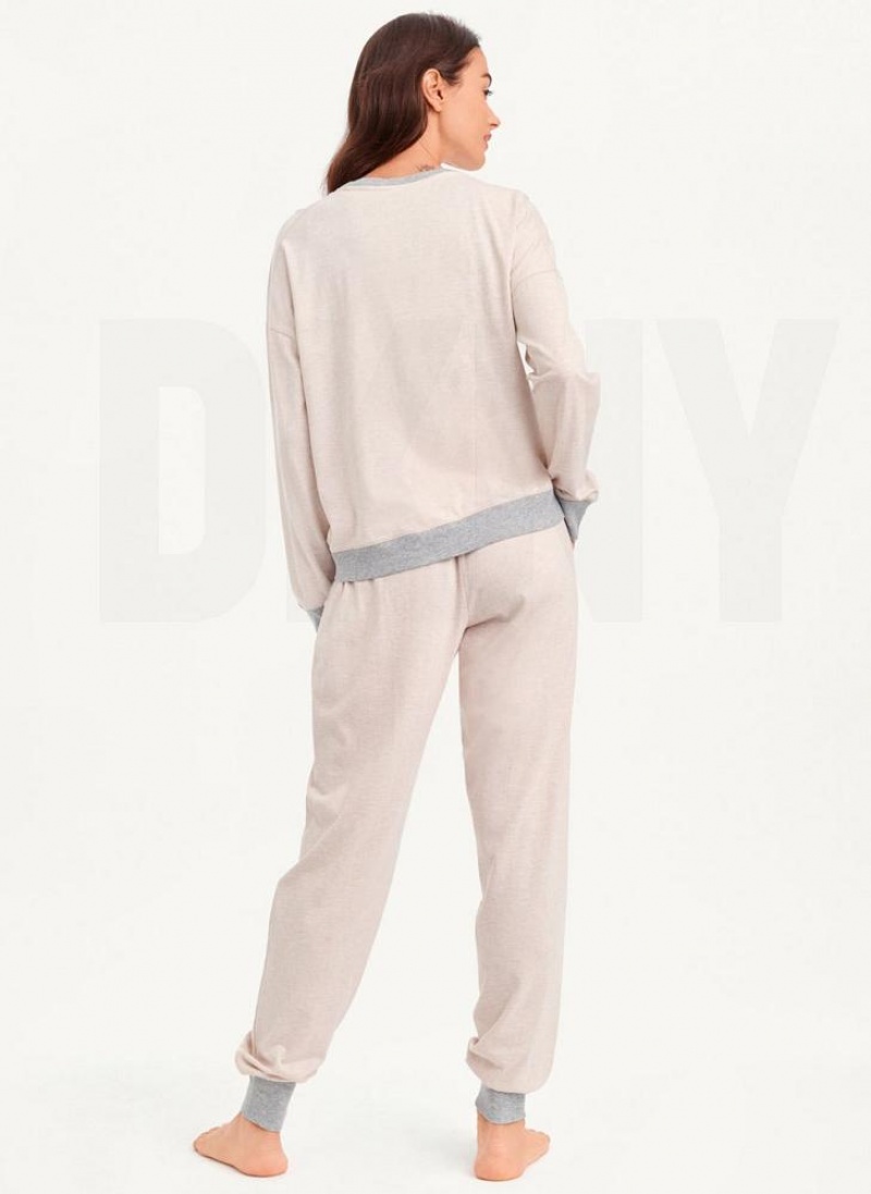 Pink Women's DKNY Top And Jogger Sleep Set Pajamas | Australia-D1973