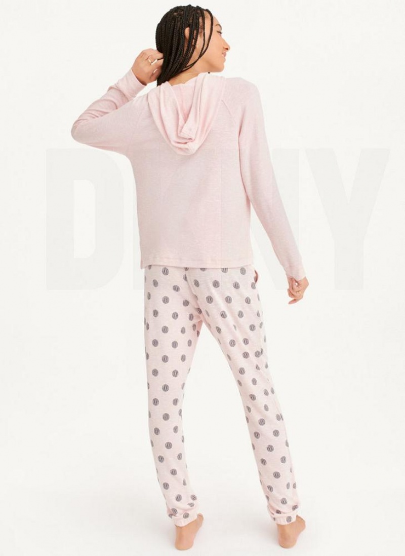 Pink Women's DKNY Top And Jogger Sleep Set Pajamas | Australia-D0451