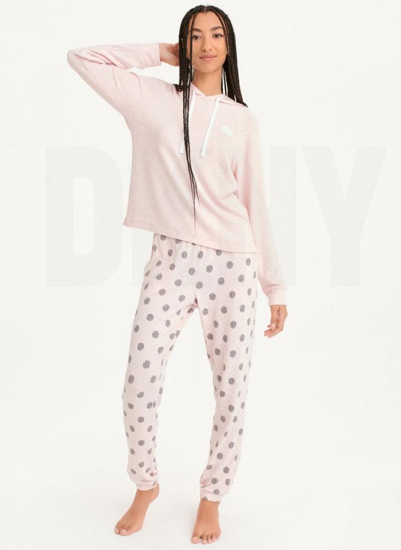 Pink Women's DKNY Top And Jogger Sleep Set Pajamas | Australia-D0451