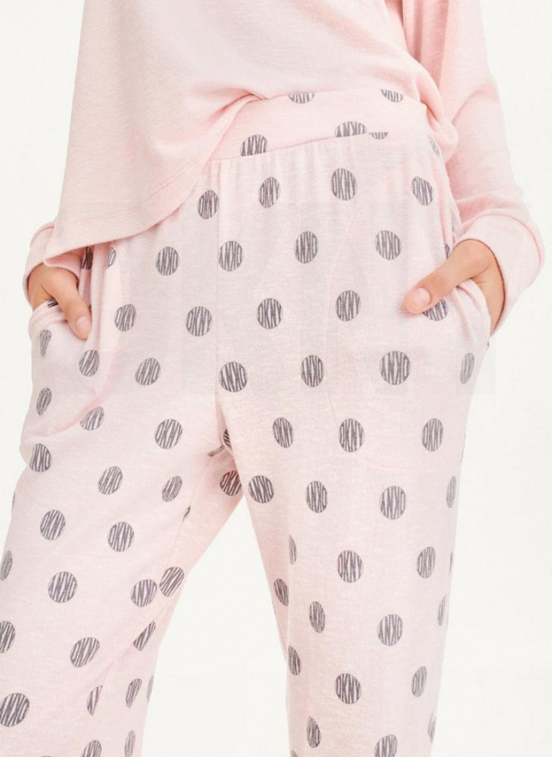 Pink Women's DKNY Top And Jogger Sleep Set Pajamas | Australia-D0451