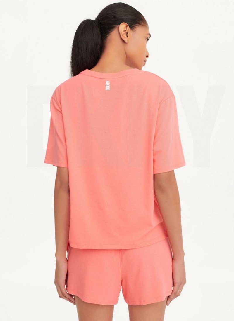 Pink Women's DKNY Top & Boxer Sleep Set Pajamas | Australia-D1147