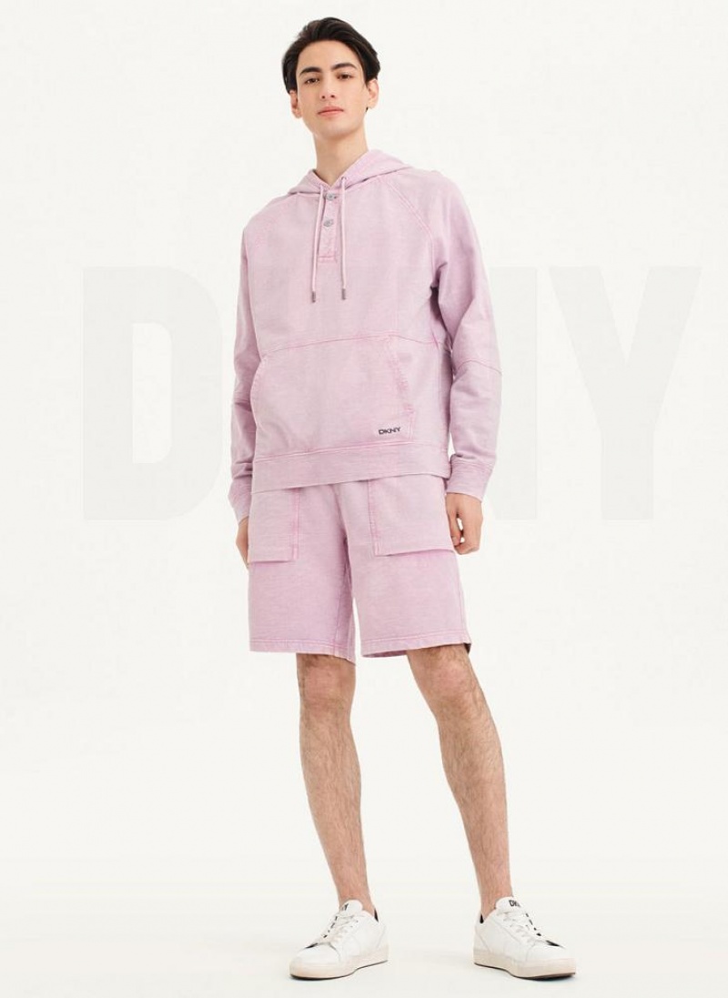 Purple Men's DKNY Slub Beach French Terry Hoodies | Australia-D1857