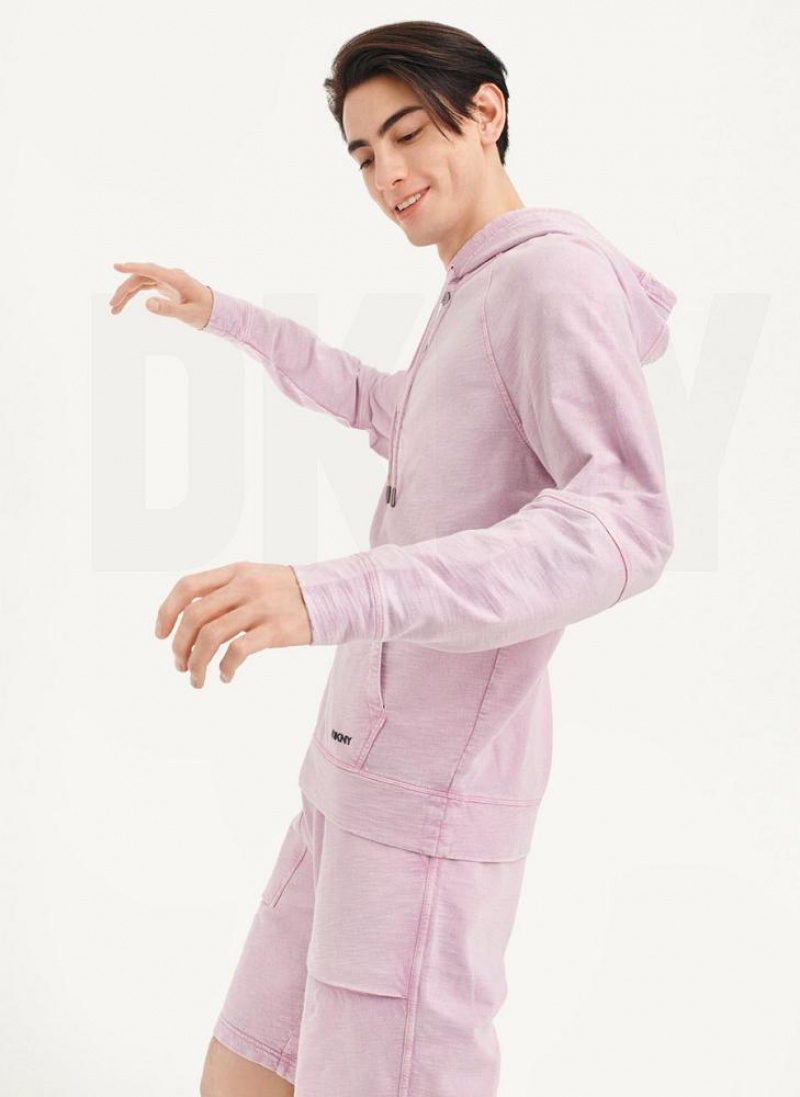 Purple Men's DKNY Slub Beach French Terry Hoodies | Australia-D1857