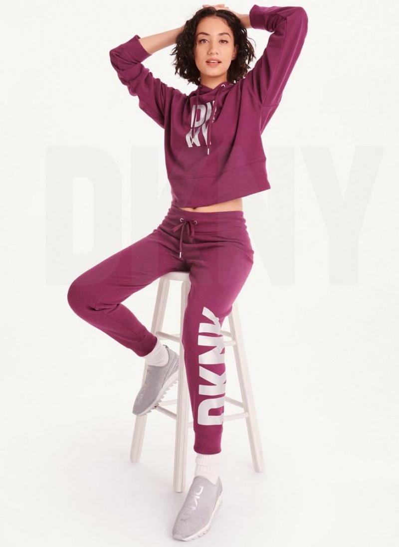 Purple Women's DKNY Exploded Logo Joggers | Australia-D1314