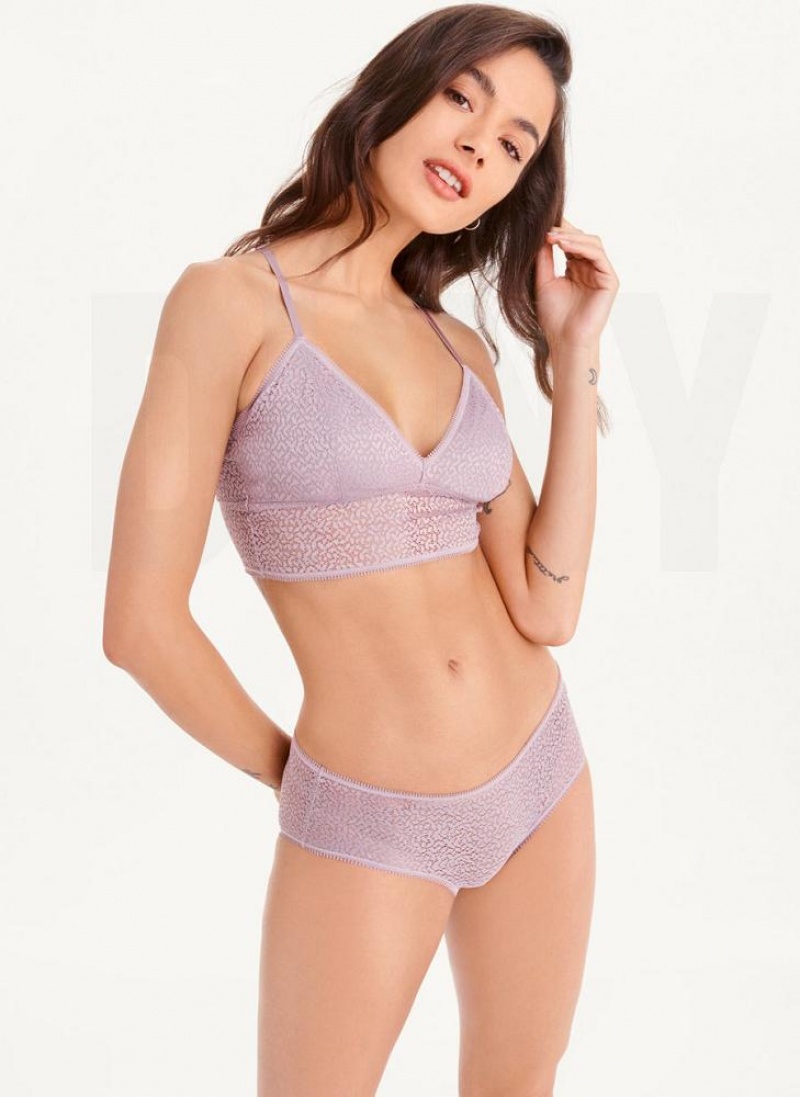 Purple Women's DKNY Modern Lace Longline Racerback Bras | Australia-D1528