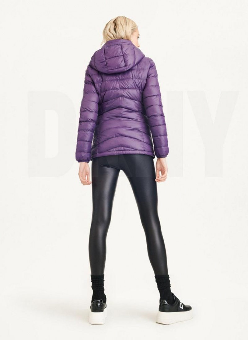 Purple Women's DKNY Packable Puffer Jacket | Australia-D0862