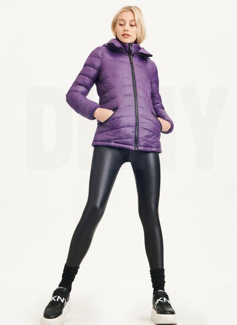 Purple Women's DKNY Packable Puffer Jacket | Australia-D0862