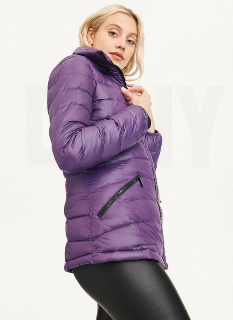 Purple Women's DKNY Packable Puffer Jacket | Australia-D0862