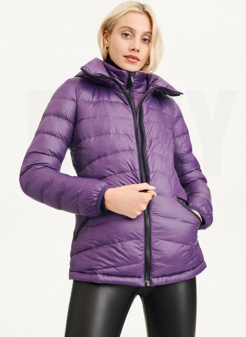 Purple Women\'s DKNY Packable Puffer Jacket | Australia-D0862