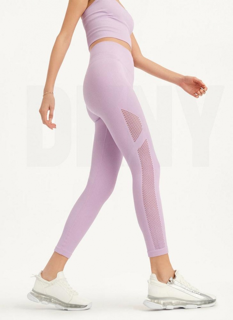 Purple Women\'s DKNY Rib Knit High Waisted Seamless Leggings | Australia-D0495
