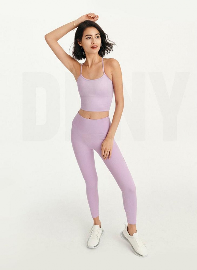 Purple Women's DKNY Rib Knit Seamless Crop Tank Tops | Australia-D0899