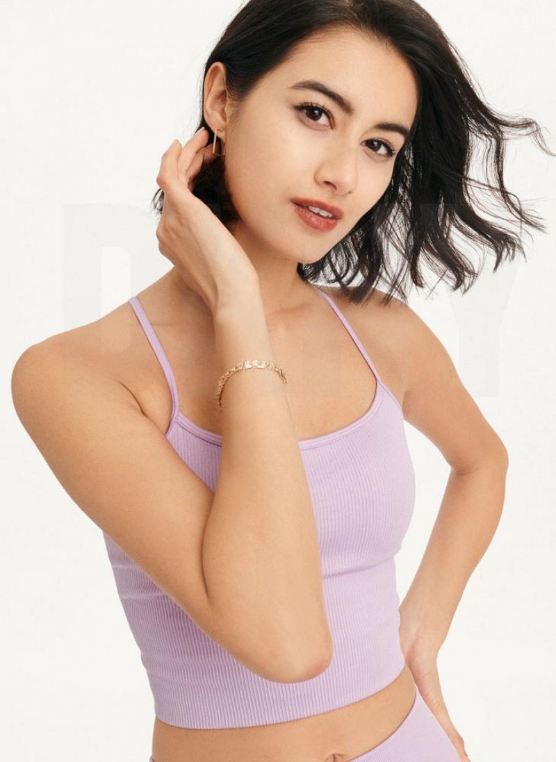Purple Women's DKNY Rib Knit Seamless Crop Tank Tops | Australia-D0899