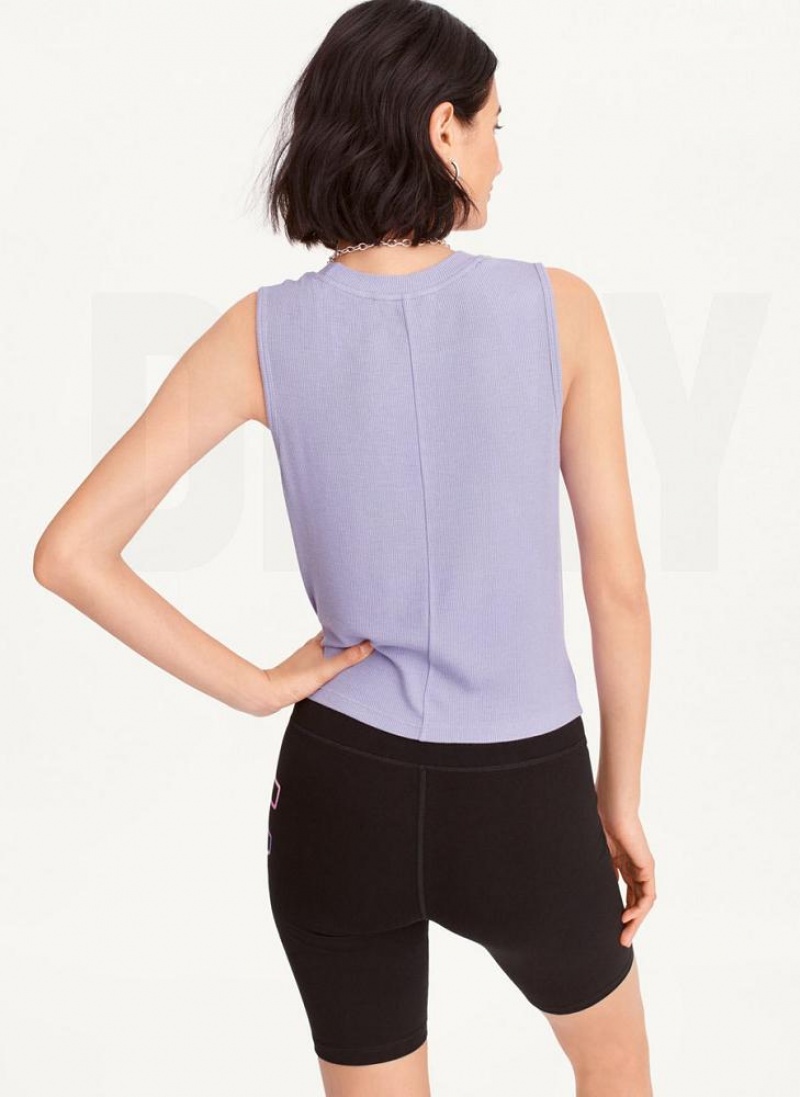Purple Women's DKNY Rib Twist Front Tank Tops | Australia-D1049